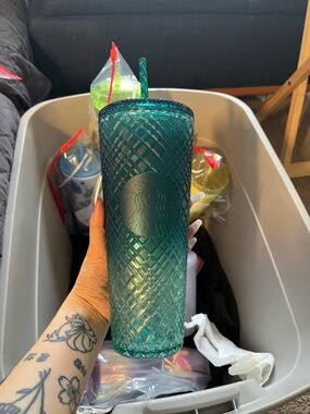 Starbucks Teal Textured Cold Cup Tumbler with Straw